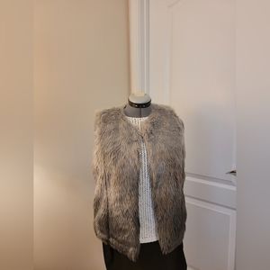 Womens Fever Faux Fur Vest 3 Tone Gray size Medium Sleeveless